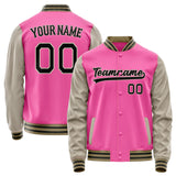 Custom Pink Cream Solid Color Varsity Letterman Jacket