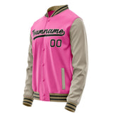 Custom Pink Cream Solid Color Varsity Letterman Jacket JA02240617SH305