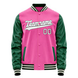 Custom Pink Kelly-Green Solid Color Varsity Letterman Jacket JA02240617SH306