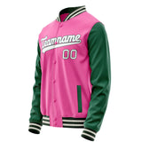 Custom Pink Kelly-Green Solid Color Varsity Letterman Jacket JA02240617SH306