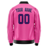 Custom Pink Purple Solid Color Varsity Letterman Jacket JA02240617SH307