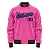 Custom Pink Purple Solid Color Varsity Letterman Jacket JA02240617SH307