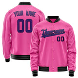 Custom Pink Purple Solid Color Varsity Letterman Jacket