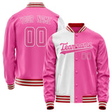 Custom Pink White Split Varsity Letterman Jacket JA02240617SH308