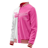 Custom Pink White Split Varsity Letterman Jacket JA02240617SH308