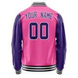 Custom Pink Purple Solid Color Varsity Letterman Jacket JA02240617SH309