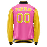 Custom Pink Gold Solid Color Varsity Letterman Jacket JA02240617SH310