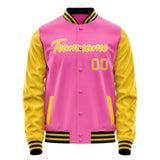 Custom Pink Gold Solid Color Varsity Letterman Jacket JA02240617SH310