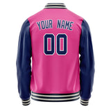 Custom Pink Navy Solid Color Varsity Letterman Jacket JA02240617SH311