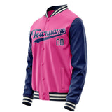 Custom Pink Navy Solid Color Varsity Letterman Jacket JA02240617SH311