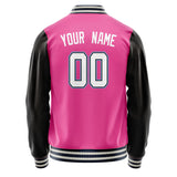 Custom Pink Black Solid Color Varsity Letterman Jacket JA02240617SH312