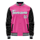 Custom Pink Black Solid Color Varsity Letterman Jacket JA02240617SH312