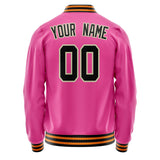 Custom Pink Black Solid Color Varsity Letterman Jacket JA02240617SH314