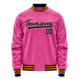 Custom Pink Black Solid Color Varsity Letterman Jacket JA02240617SH314