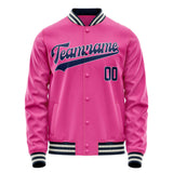 Custom Pink Navy Solid Color Varsity Letterman Jacket JA02240617SH315