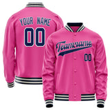 Custom Pink Navy Solid Color Varsity Letterman Jacket JA02240617SH315