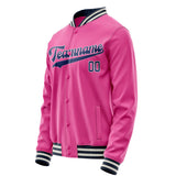 Custom Pink Navy Solid Color Varsity Letterman Jacket JA02240617SH315