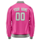 Custom Pink Gray Solid Color Varsity Letterman Jacket JA02240617SH317