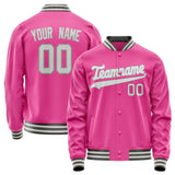 Custom Pink Gray Solid Color Varsity Letterman Jacket JA02240617SH317