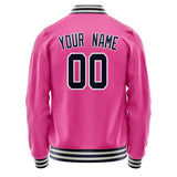 Custom Pink Black Solid Color Varsity Letterman Jacket JA02240617SH318