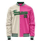 Custom Pink Cream Split Varsity Letterman Jacket JA02240617SH319