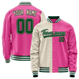 Custom Pink Cream Split Varsity Letterman Jacket