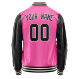 Custom Pink Black Solid Color Varsity Letterman Jacket JA02240617SH323