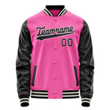 Custom Pink Black Solid Color Varsity Letterman Jacket JA02240617SH323