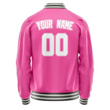 Custom Pink White Solid Color Varsity Letterman Jacket JA02240617SH324