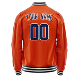 Custom Orange Navy Solid Color Varsity Letterman Jacket JA02240617XE328