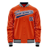 Custom Orange Navy Solid Color Varsity Letterman Jacket JA02240617XE328