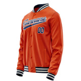 Custom Orange Navy Solid Color Varsity Letterman Jacket JA02240617XE328