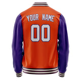 Custom Orange Purple Solid Color Varsity Letterman Jacket JA02240617XE329