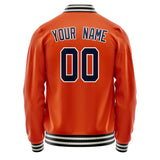 Custom Orange Black Solid Color Varsity Letterman Jacket JA02240617XE330