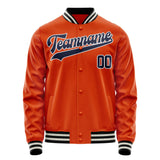 Custom Orange Black Solid Color Varsity Letterman Jacket JA02240617XE330