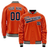 Custom Orange Black Solid Color Varsity Letterman Jacket JA02240617XE330