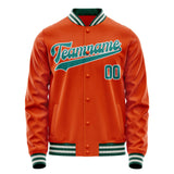 Custom Orange Teal Solid Color Varsity Letterman Jacket JA02240617XE331