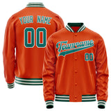 Custom Orange Teal Solid Color Varsity Letterman Jacket