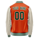 Custom Orange Cream Solid Color Varsity Letterman Jacket JA02240617XE333