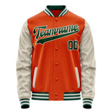 Custom Orange Cream Solid Color Varsity Letterman Jacket JA02240617XE333