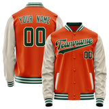 Custom Orange Cream Solid Color Varsity Letterman Jacket