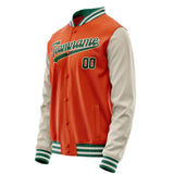 Custom Orange Cream Solid Color Varsity Letterman Jacket JA02240617XE333