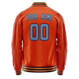 Custom Orange Light-Blue Solid Color Varsity Letterman Jacket JA02240617XE334