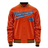 Custom Orange Light-Blue Solid Color Varsity Letterman Jacket JA02240617XE334