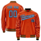 Custom Orange Light-Blue Solid Color Varsity Letterman Jacket JA02240617XE334