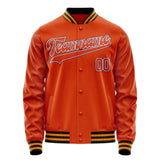 Custom Orange White Solid Color Varsity Letterman Jacket JA02240617XE335