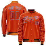 Custom Orange White Solid Color Varsity Letterman Jacket JA02240617XE335