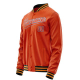 Custom Orange White Solid Color Varsity Letterman Jacket JA02240617XE335