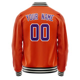 Custom Orange Purple Solid Color Varsity Letterman Jacket JA02240617XE336