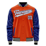 Custom Orange Royal Solid Color Varsity Letterman Jacket JA02240617XE337